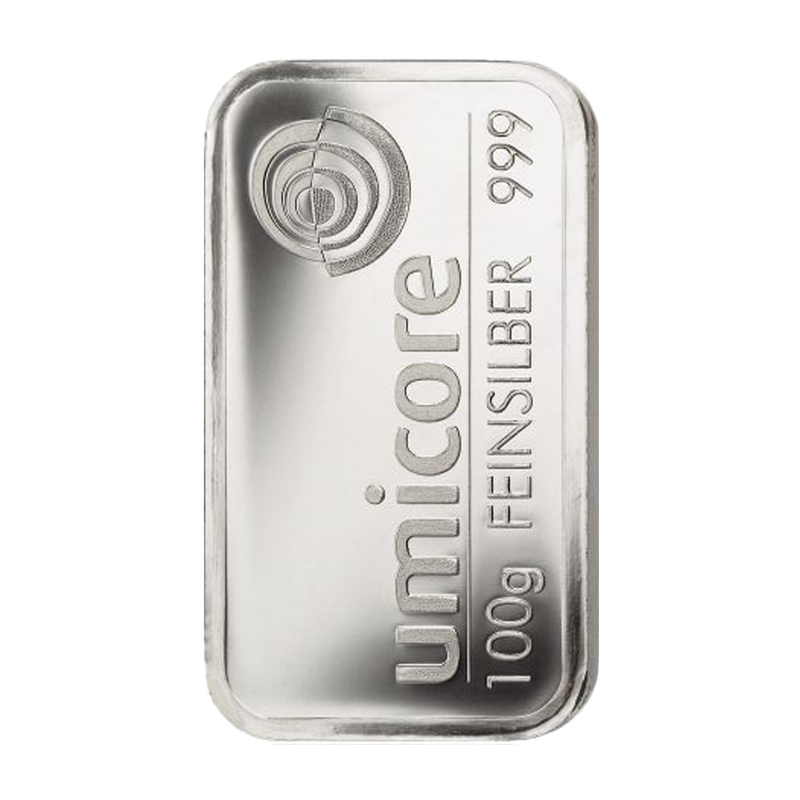 Silberbarren Umicore - 100 g .999 geprägt LBMA
