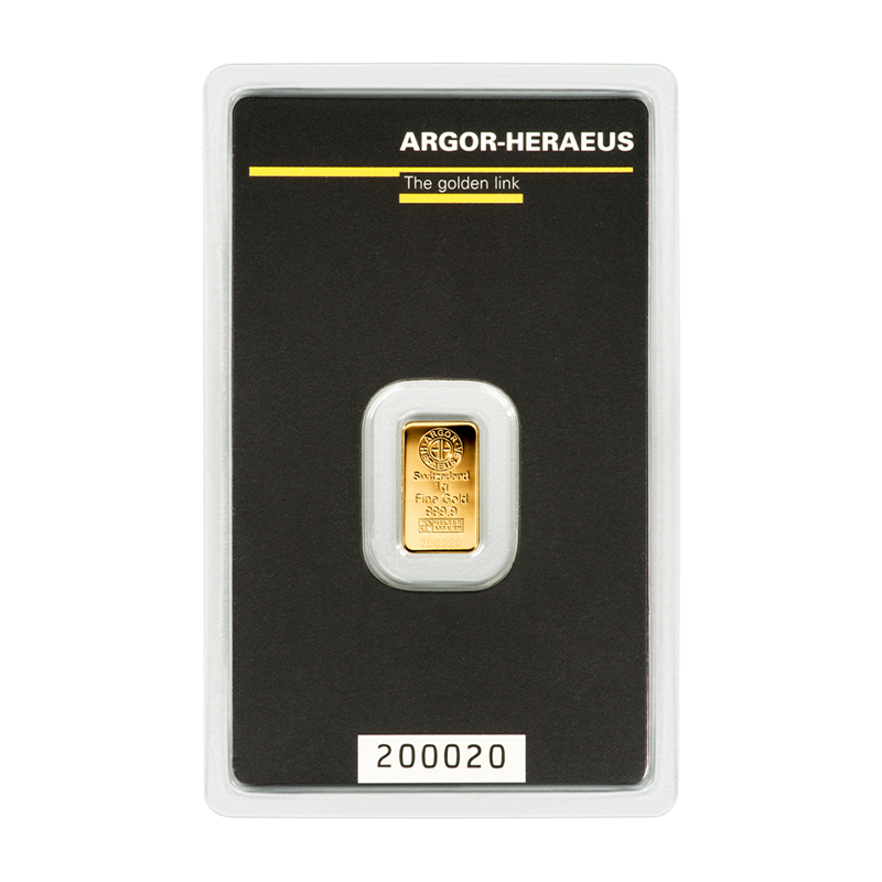 Goldbarren - 1 g .9999 ARGOR-HERAEUS