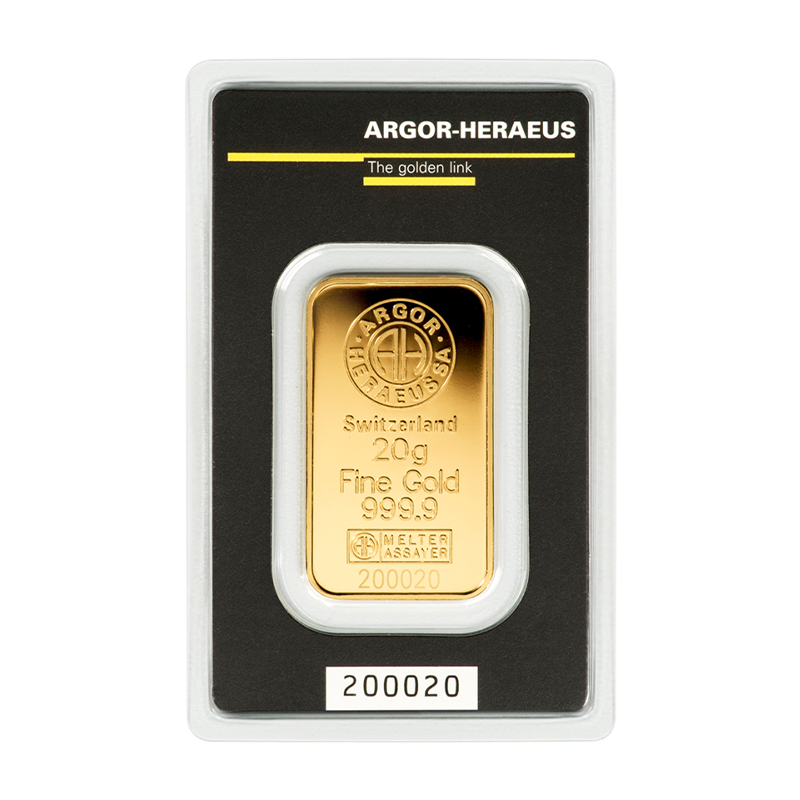 Goldbarren - 20 g .9999 ARGOR-HERAEUS