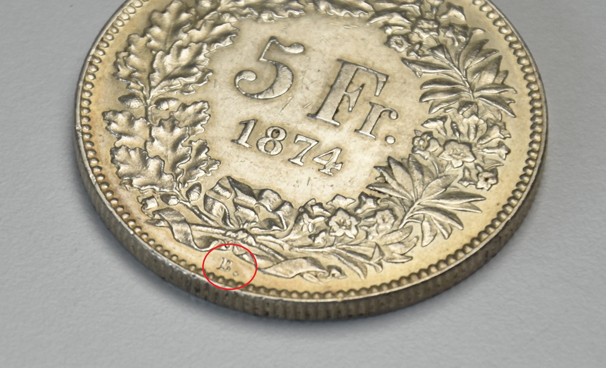 Schweiz 5 Franken - 1874 B. (sitzende Helvetia)