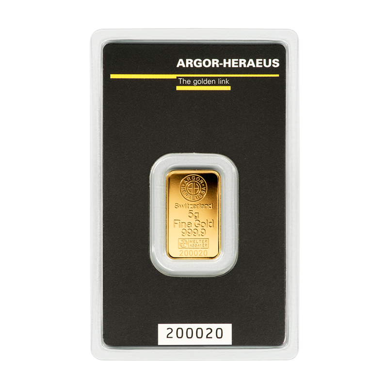 Goldbarren - 5 g .9999 ARGOR-HERAEUS