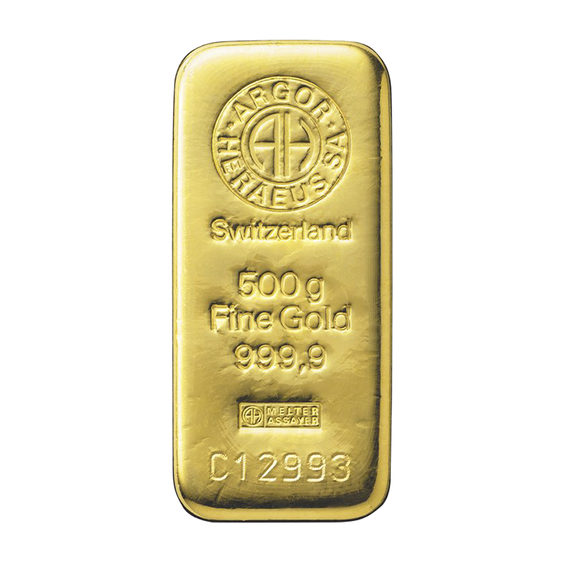 Goldbarren - 500 g .9999 (KEIN POSTVERSAND) ARGOR-HERAEUS